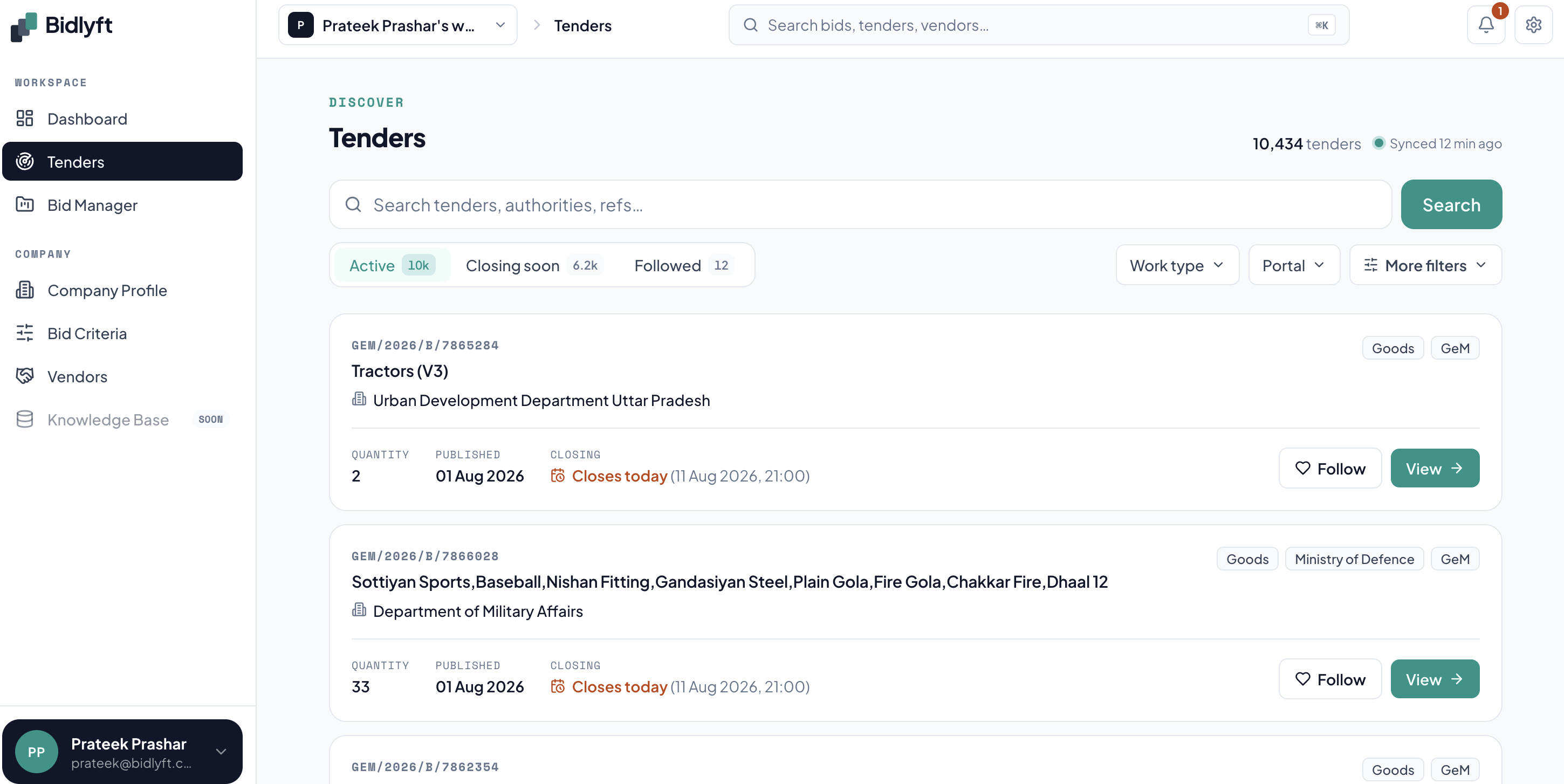 BidLyft tenders discovery